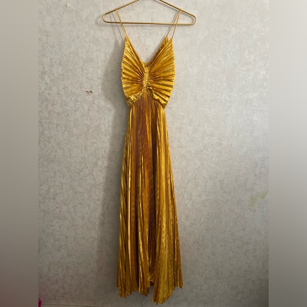 Beulah women's large spaghetti strap yellow maxi dress NWT